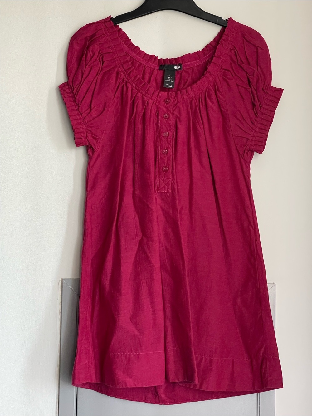 H&M Magenta Short Sleeve Peasant Tunic
